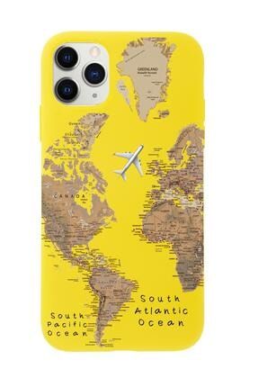 Iphone 11 Pro Max Dünya Harita Desenli Premium Silikonlu Telefon Kılıfı MCIPLDNYHRT71