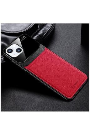 Iphone 13 Uyumlu Kılıf Lens Deri Kılıf Kırmızı 1713-m537