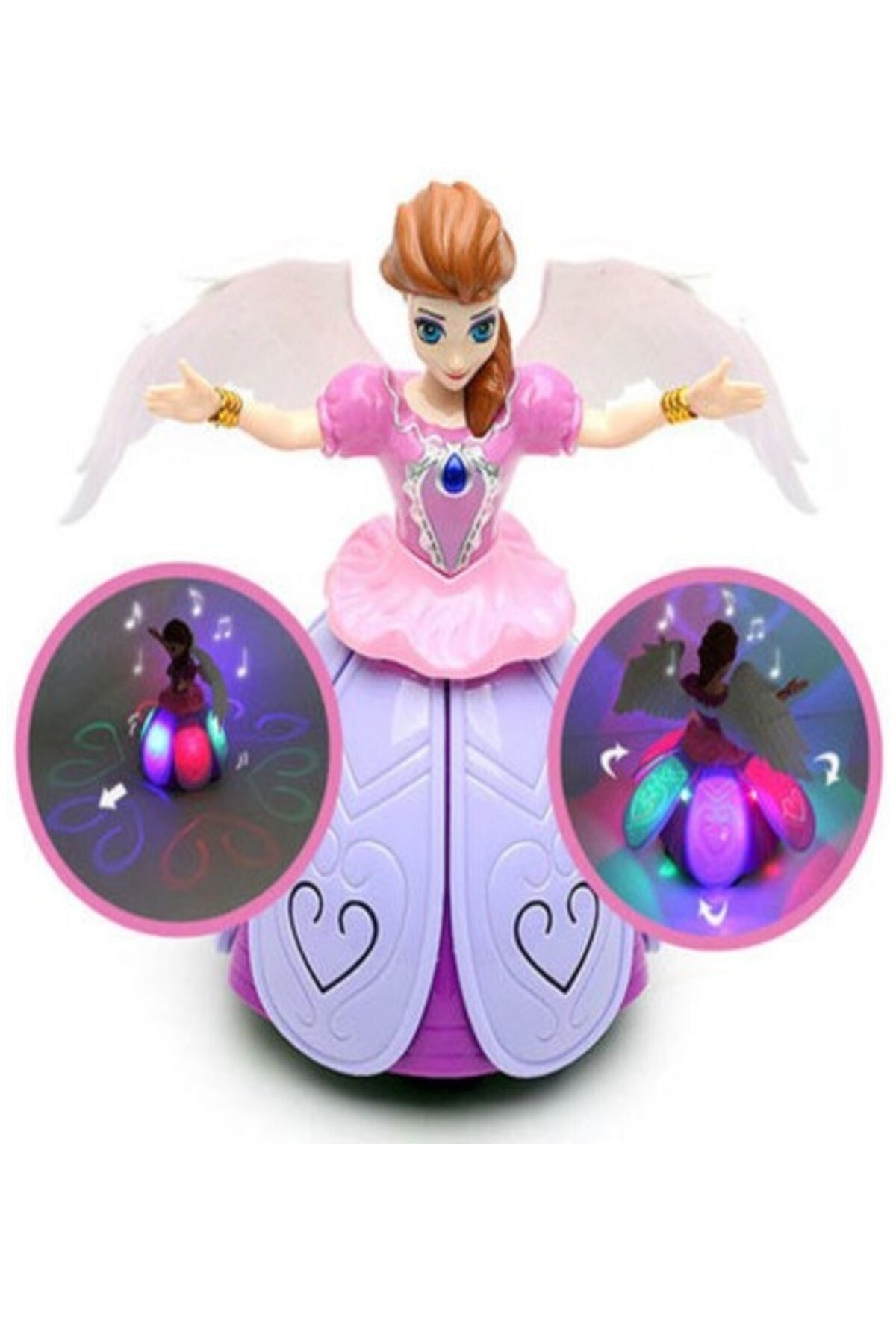 Ayver Angel Girl Dans Eden Sesli Işıklı Şarkı Söyleyen Pilli Oyuncak Prenses Bebek fotoğrafı 3 (önizleme)