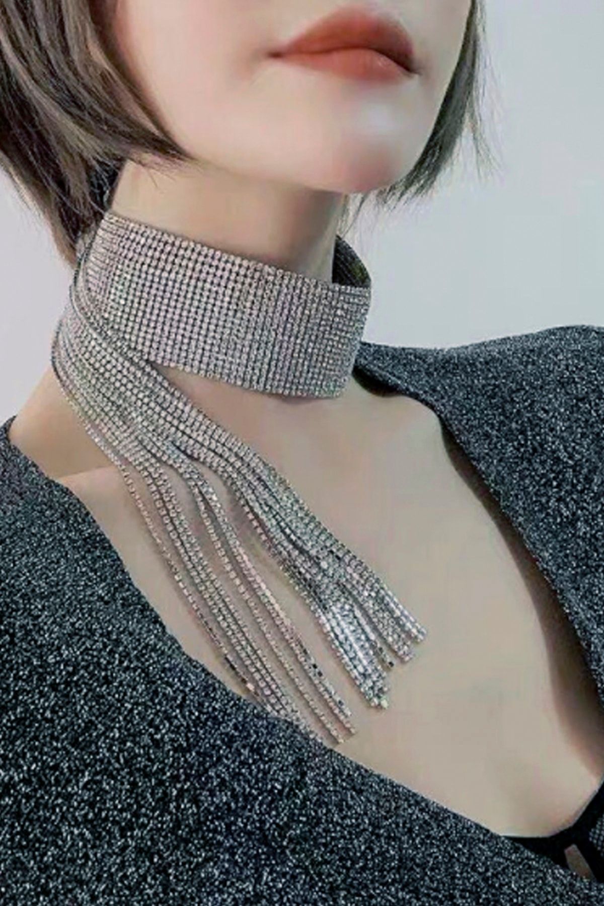 VS ACCESSORY Long Chain Tassel Choker Necklace