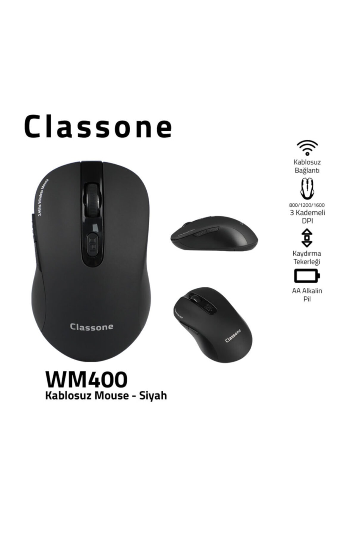 Wm400 Serisi Kablosuz Mouse -siyah 6