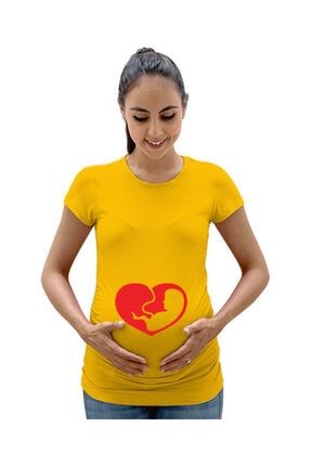 Sarı Hamile Giysi Kadın Hamile Tişört TD266132