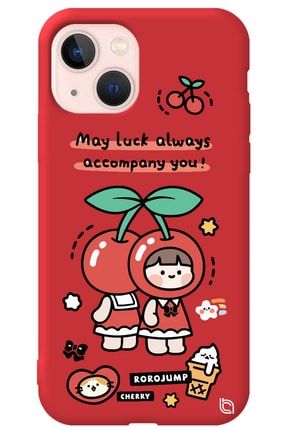 Iphone 13 Kırmızı Renkli Kiraz Tasarım Silikon Telefon Kılıfı kirazz_195