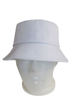 Kaliteli Beyaz Kanvas Bucket Şapka Zİ-3143