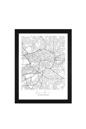London Harita Şehir Siyah Çerçeve Fine Art Print Baskı Tablo Duvar Dekorasyon Ürünü Poster ODALNDN001