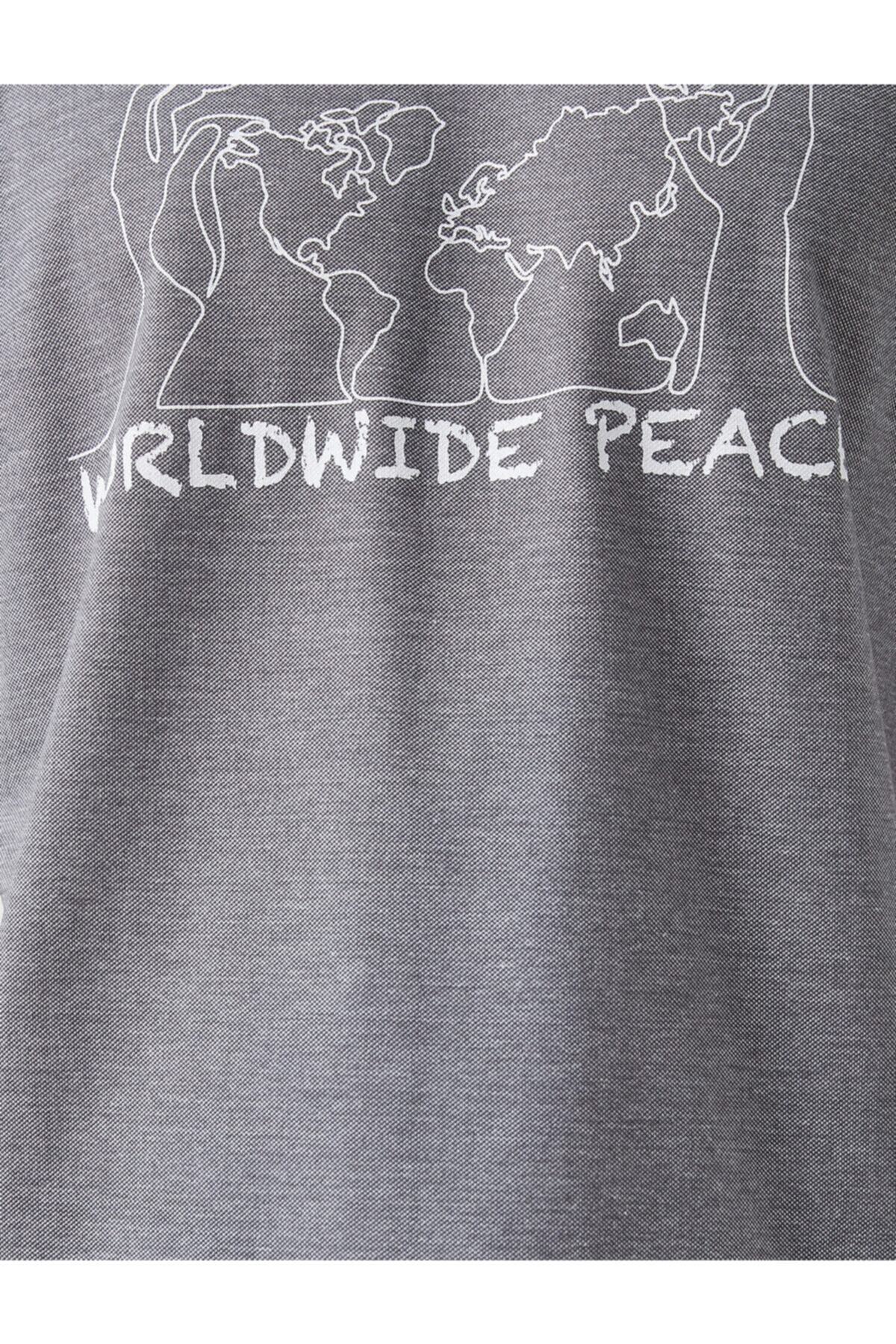 تیشرت مردانه خاکستری کوتون | 2YAM11803LK اورجینال - تصویر 6