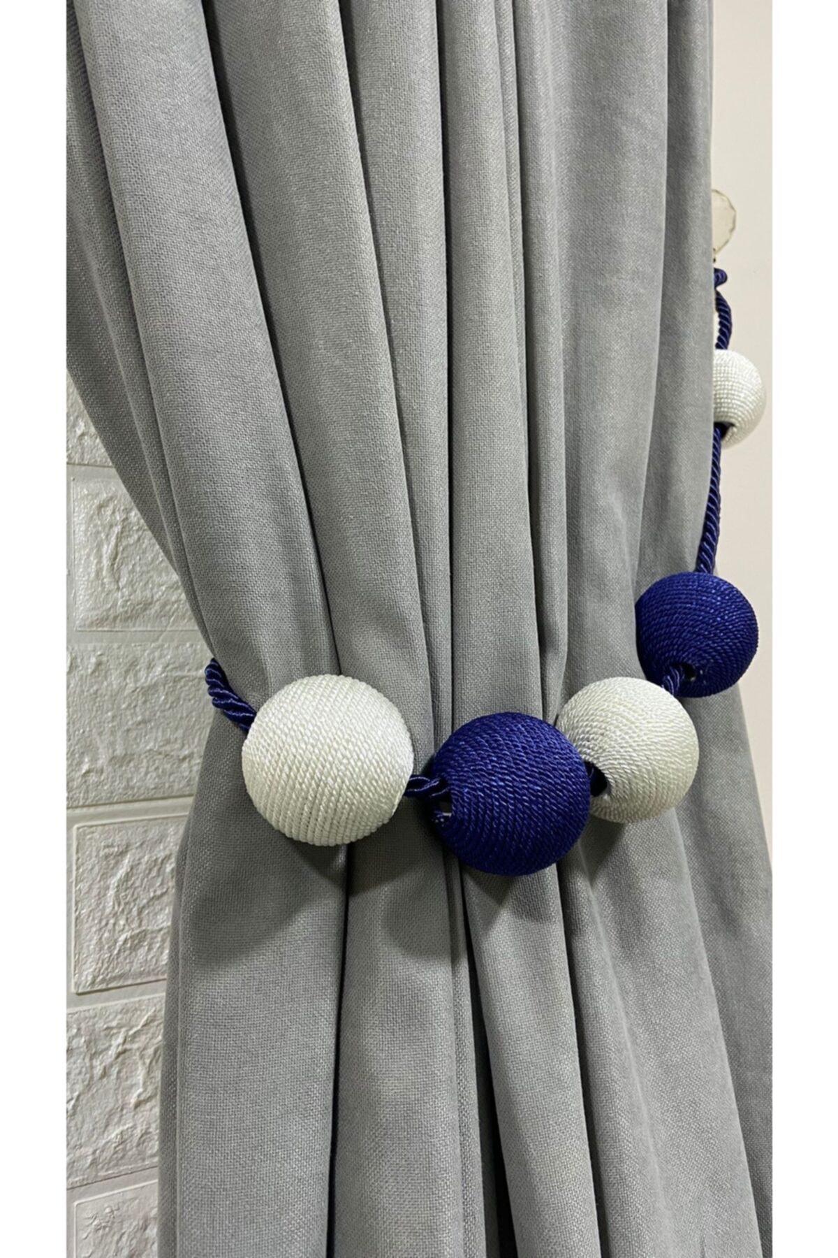 Background Curtain 5 Ball Sleeve Navyblue-cream 1 Piece