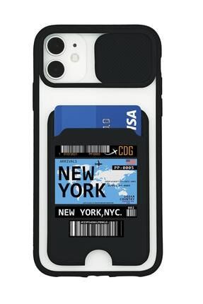 Iphone 11 Uyumlu New York Ticket Desenli Kamera Korumalı Ve Kartlıklı Telefon Kılıfı MCIP11TSKKCZDN126