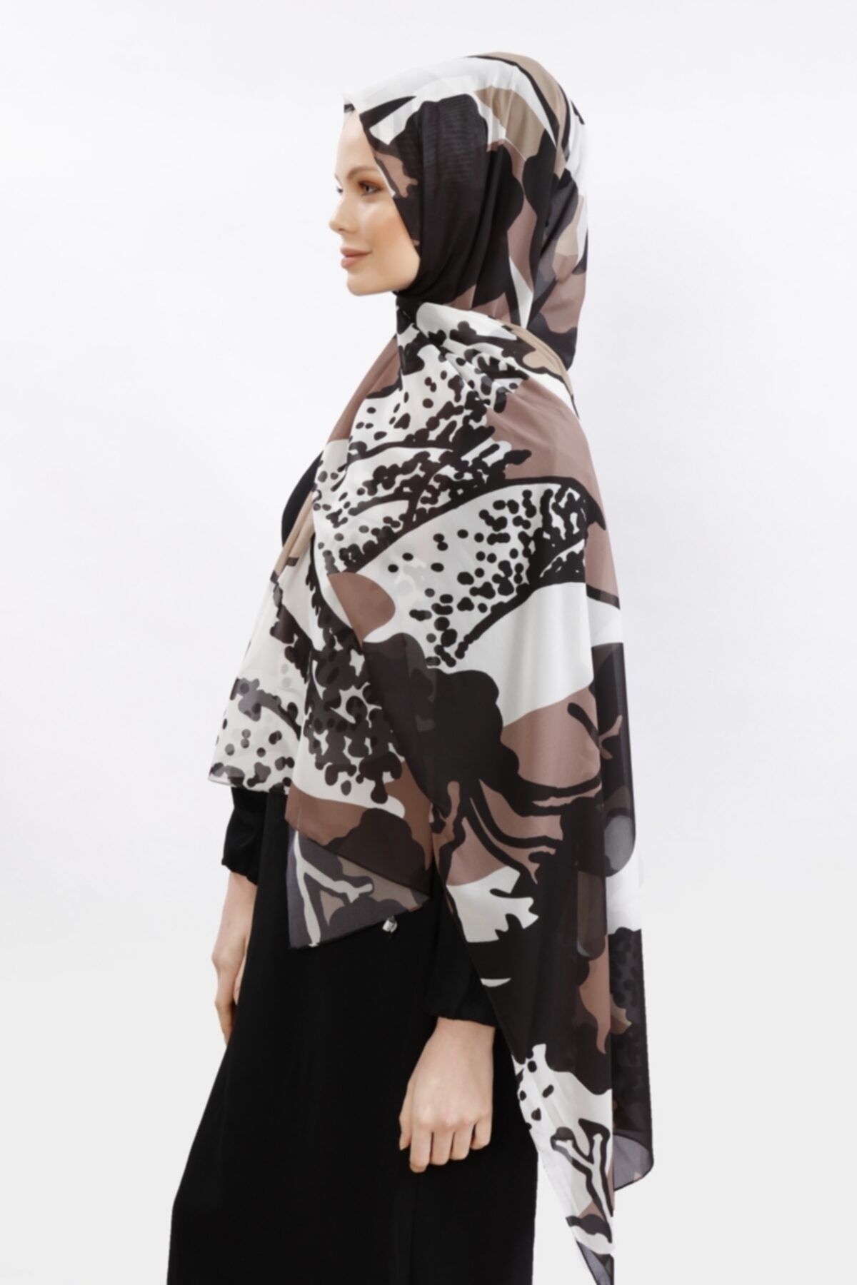 Differenza-Painting Pattern Shawl Mink 3