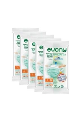 Evony Yumusak Elastik Kulakli Cerrahi Maske 3 Kat 50 Li 20 Paket 1000 Adet