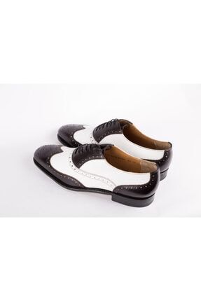 Erkek Siyah Beyaz Deri Klasik Ayakkabı SFsf0001