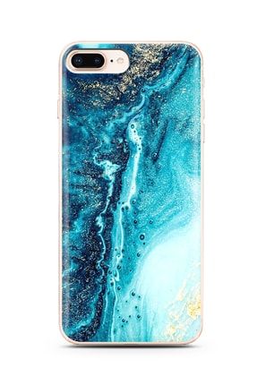 Iphone 8 Plus Mavi Kumsal Tasarımlı Süper Şeffaf Silikon Telefon Kılıfı ip8plustrdn1062mavi