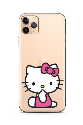 Iphone 11 Pro Max Hello Kitty Tasarımlı Süper Şeffaf Silikon Telefon Kılıfı ip11promaxtrdn1120hellokity