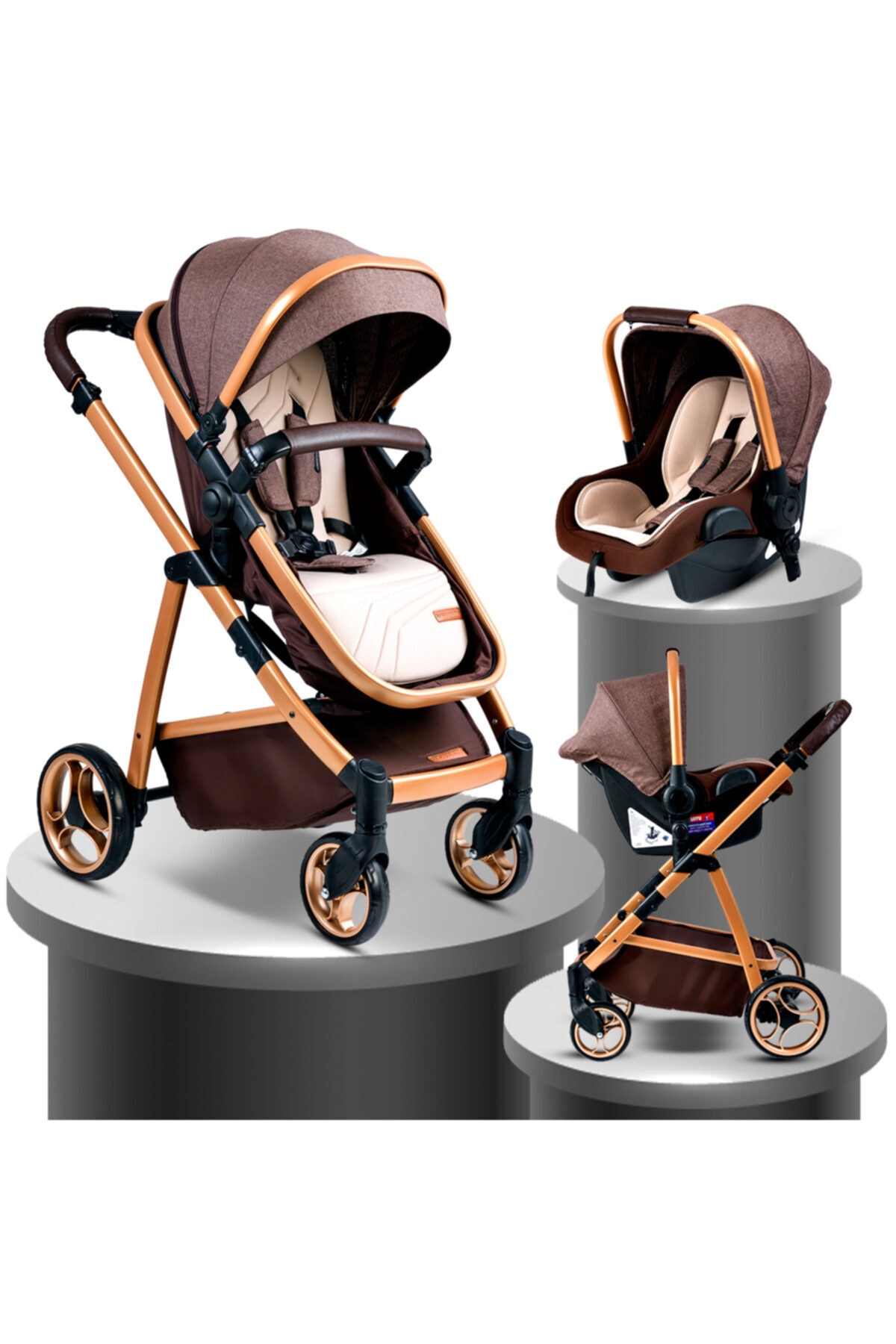 Baby Home Kahverengi Bh 955 Gold Vip Travel Sistem Bebek Arabası ve Puset