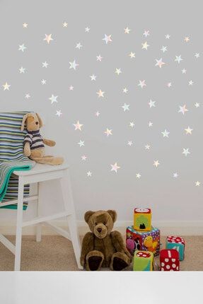 Beyaz Gökkuşağı Yıldızlar Çocuk Odası Duvar Stickerı Cs-900 CS-900