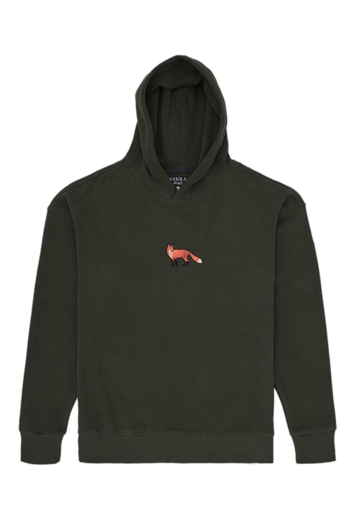 GENIUS STORE-Мъжки суитшърт от полар от солунски плат с качулка в цвят каки 1