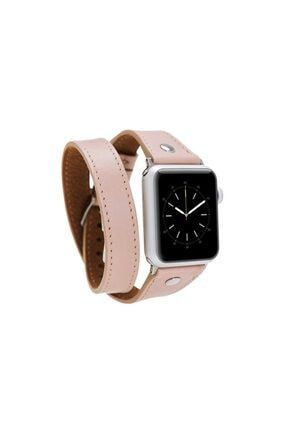 Apple Watch Deri Kordon 38-40mm Uyumlu Slim Çift Tur Silver Trok Nu1 Pembe 038.010.001.380-38