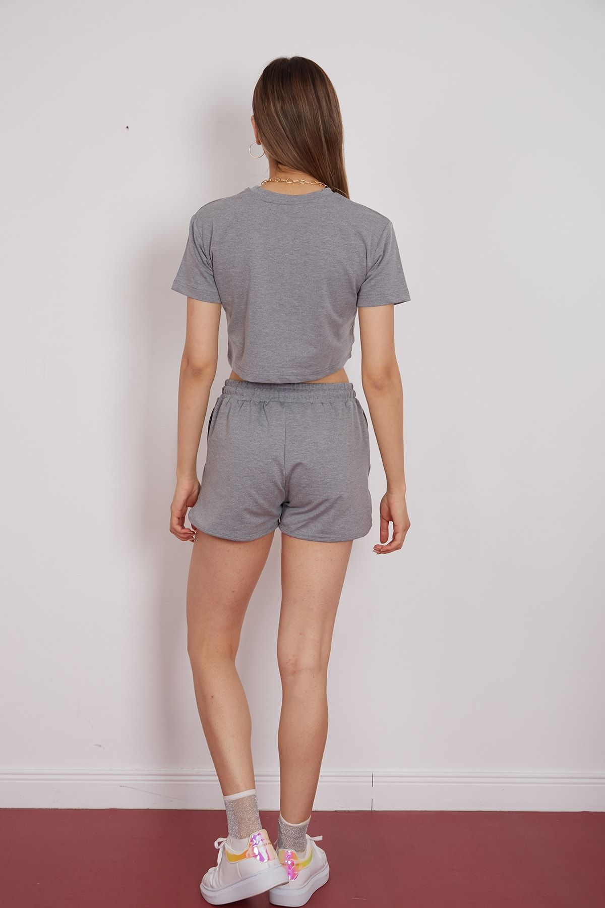Eazy Co-Γυναικείο Basic Grey Crop Top Σετ 3