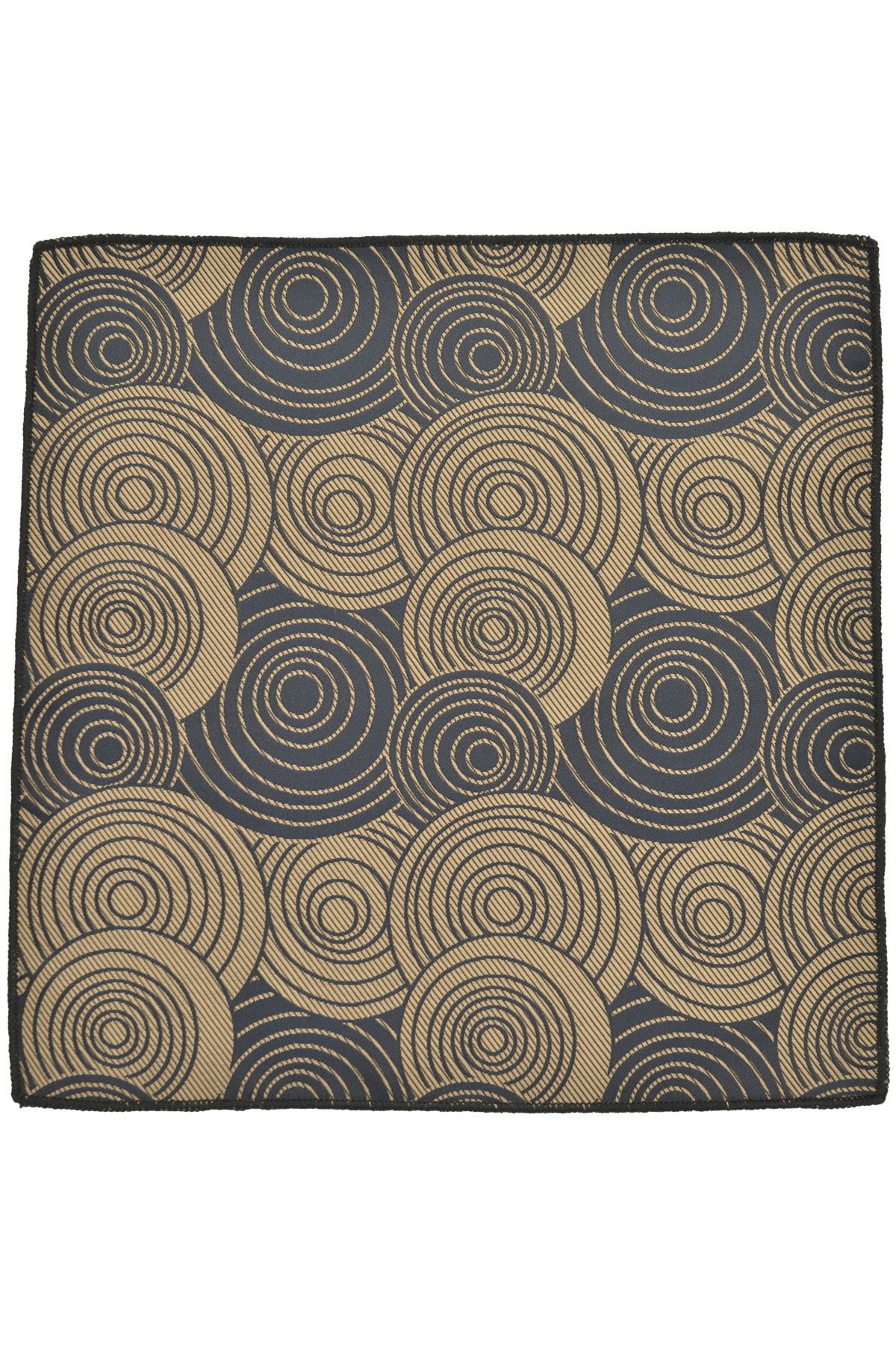 Brianze-Men's Geometric Pattern Brown Handkerchief Tie 4