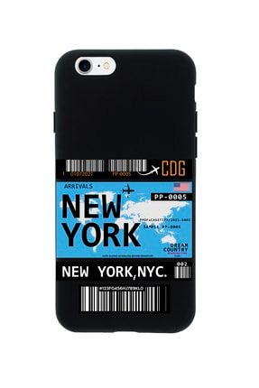 Iphone 8 New York Bilet Tasarımlı Siyah Telefon Kılıfı MCIP8LNEWYK