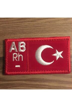 Ab Rh- (negatif) Türk Bayraklı Kan Grubu Patch Peç Arma Logo Ve Kot Yaması (cırt Hediyeli) ABRH+004