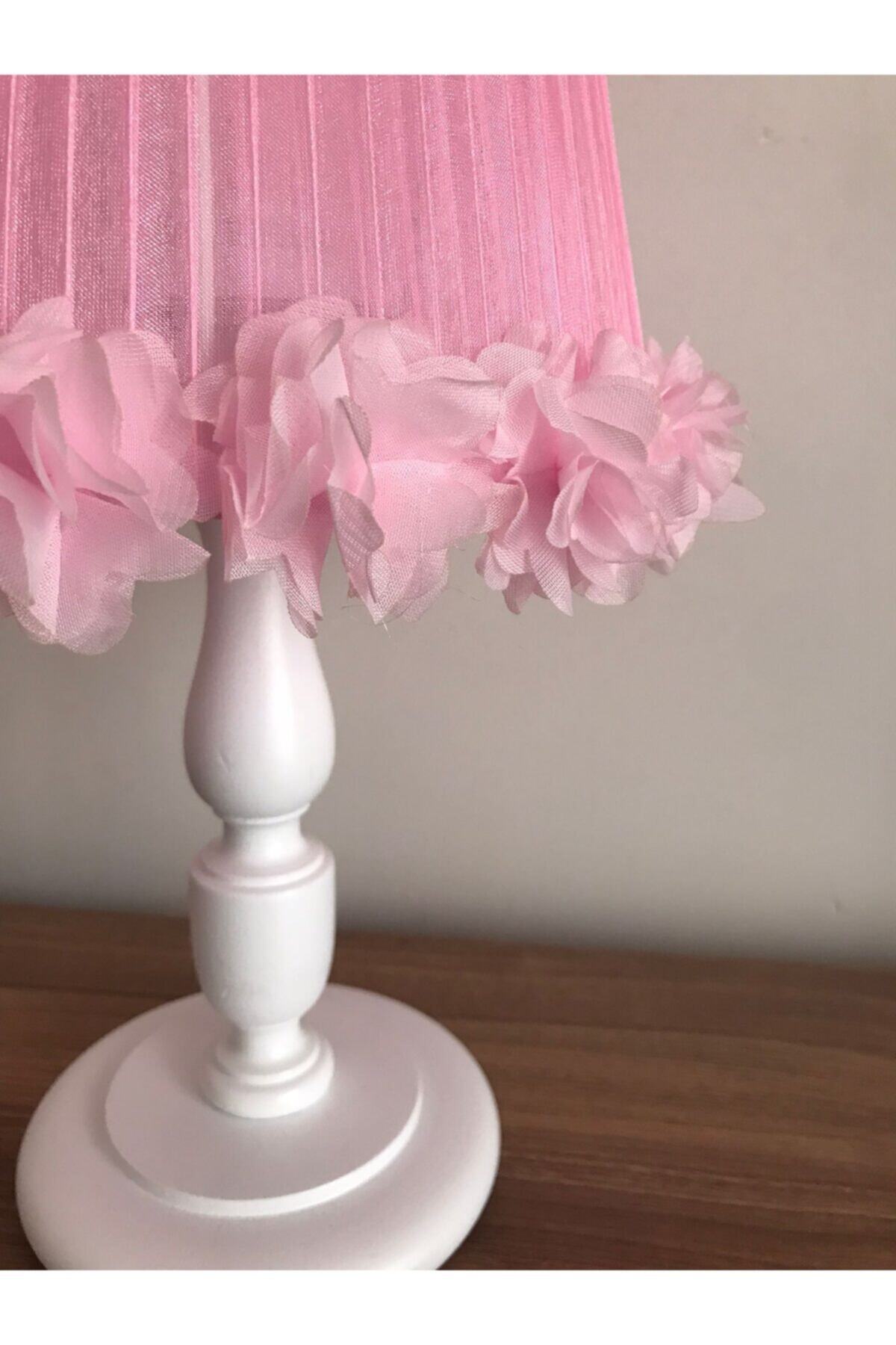 Keçeli parti hayalleri Bebek Çocuk Odası Abajur Pembe Çiçekli Beyaz Ayak fotoğrafı 2 (önizleme)