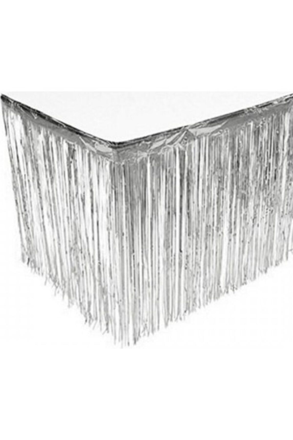 Silver metallic clearance table skirt