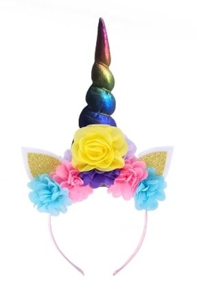 Parti Tacı Unicorn Taç Özel Tasarım Kız Çocuk Doğum Günü Saç Aksesuarı gökkusağı21