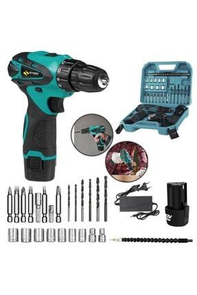 Japn Professıonel Tools 36v5ah Cv Seri Metal Şanzuman Şarjlı Çift Akülü Vidalama 27prç Uç Setli MAVIARMUTSETLİiİ