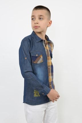 Erkek Çocuk Hardal Kot Gömlek U705