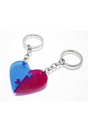 Epoksi Puzzle Kalp Ikili Taraftar Dostluk Sevgi Anahtarlığı An05 BKDEPOANT05