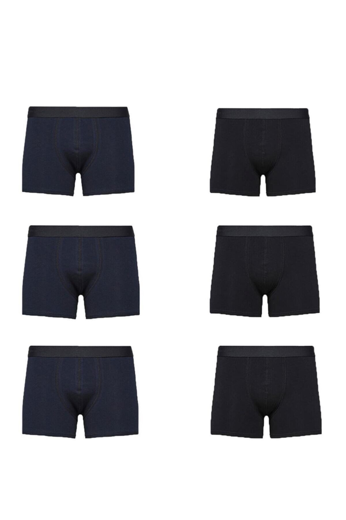 Erkek Pamuklu Likralı Boxer 2 Renk 6'lı Paket