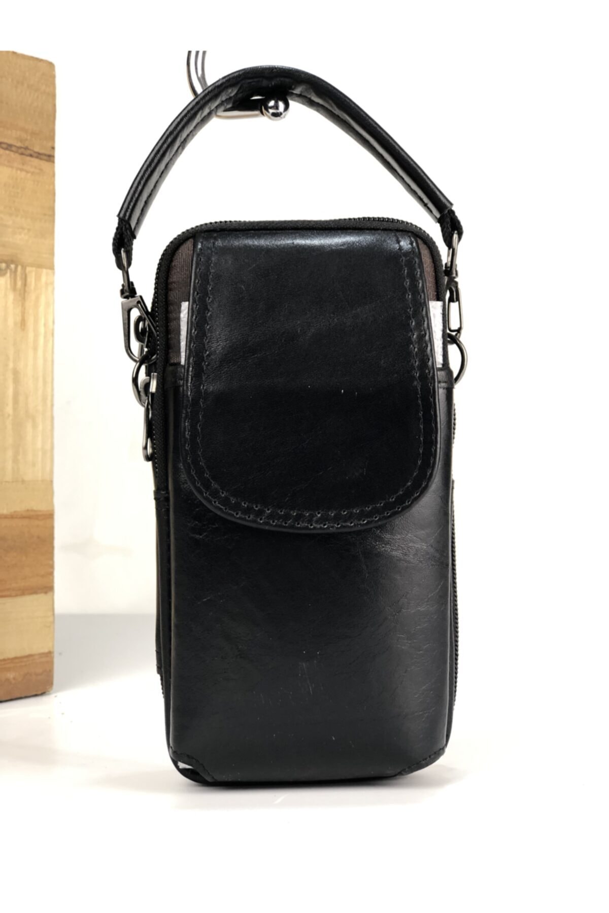 fawori deri Unisex Siyah Hakiki Deri El - Kemer Ve Çapraz Çantası Fw002 görsel 2