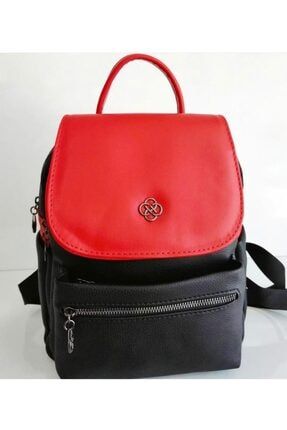 Kırmızı Siyah Renk Derimod Model Kadın Sırt Çanta Fashion Bag DİAFASHİON00093