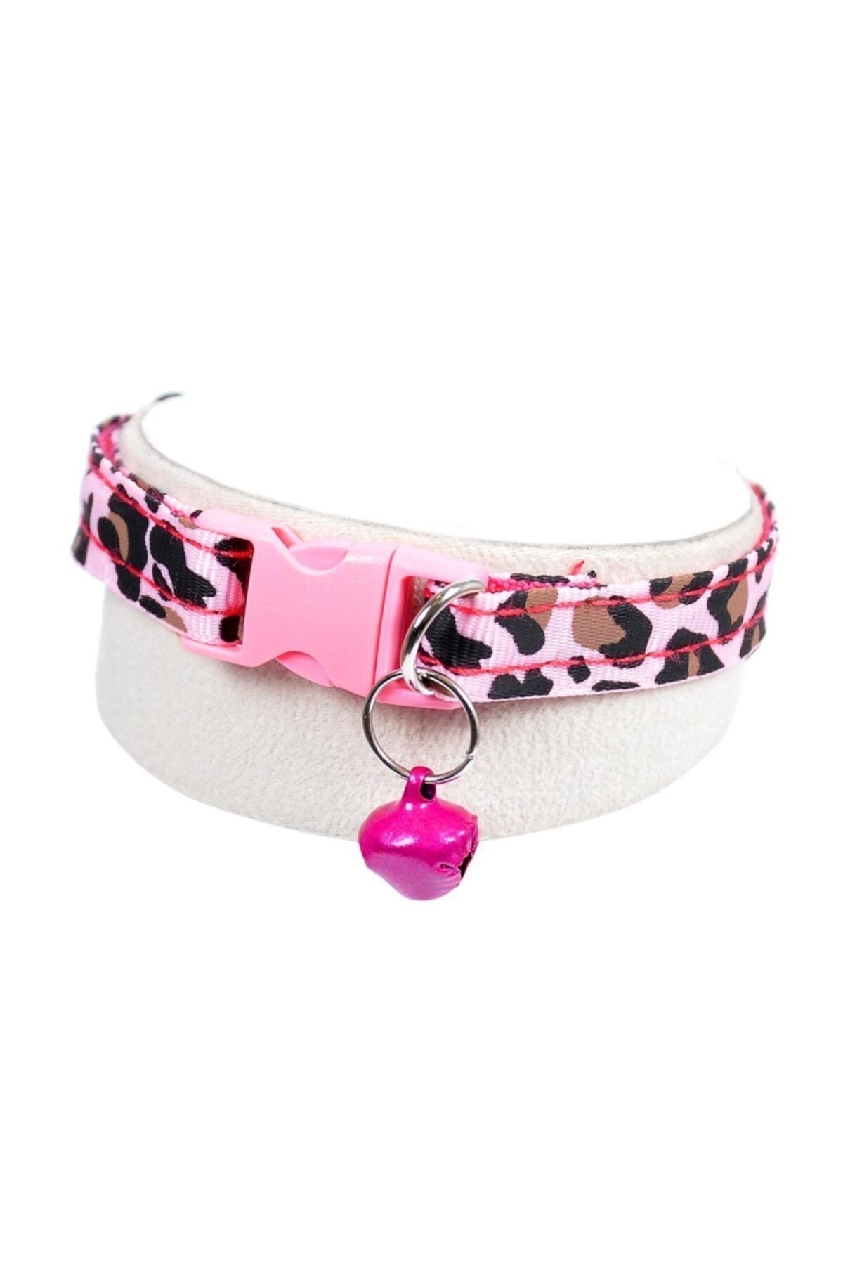 Zilli Kedi Köpek Tasması Leopar Desenli Pembe Renk