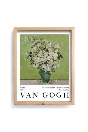 Pembe Güllü Vazo - Vincent Van Gogh - Ahşap Çerçeve dstn0541