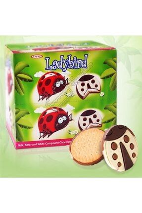 Lady Bird Bitter Ve Beyaz Desenli Sütlü Krema Dolgulu Bisküvili Sütlü Kokolin 24x25g (1 Kutu) Emas-ladybird