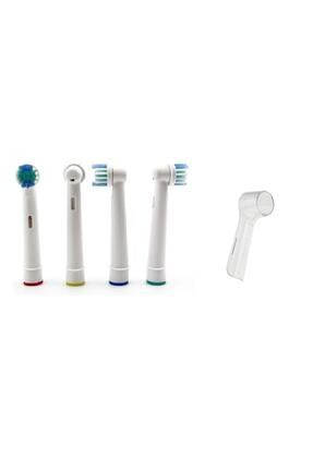Oral-b Şarjlı Ve Pilli Diş Fırçaları Ile Uyumlu 4 Adet Muadil Yedek Başlık + 1 Adet Koruyucu Kapak 4BAŞLIK+1 KAPAK