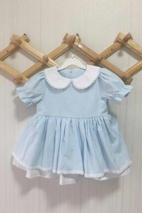 Bebe Mavisi Bebe Yaka Poplin Kız Çocuk Bebek Elbise 86271220218
