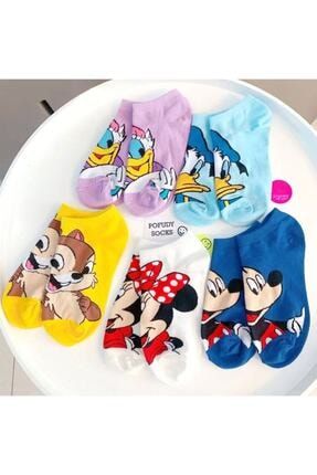 5 Çift Kadın Sevimli Disney Karakterleri Batik Çorap Seti 86105601
