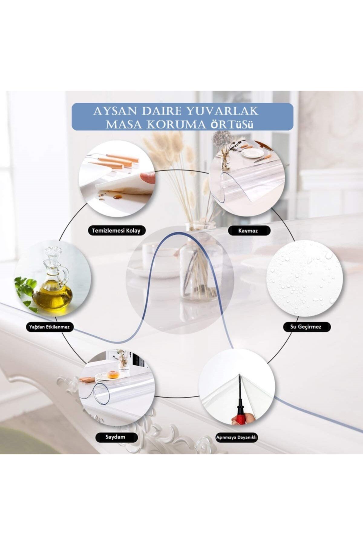 vexillum-1.2mm Transparent PVC Circle Table And Tablecloth Protector | Table Pad Acetate Round Tablecloth 6