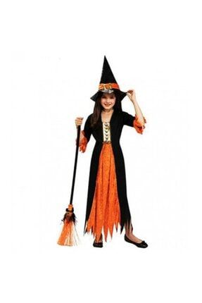 Halloween Turuncu Cadı Çocuk Kostümü MYSO3NS