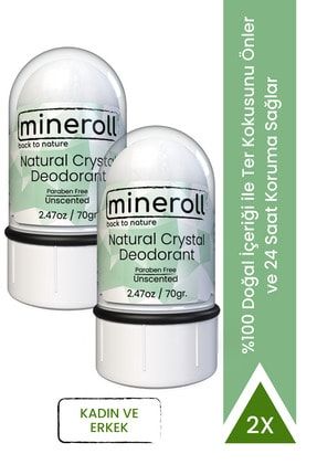 Koltuk Altı Beyazlatıcılı Doğal Kristal Deodorant 70g 2 Adet Mineroll-70G-2