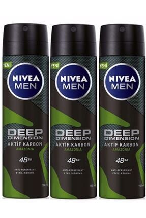 Keyonlıne - Men Deep Dimension Aktif Karbon Amazonia Erkek Deodorant 150 Ml X 3 KEYONLİNE 591111QQW