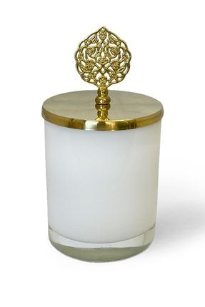 Gold Osmanlı Desen Tepelikli Beyaz Mum lyn330