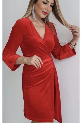 Kadın Kırmızı Kadife Elbise OK/KKE