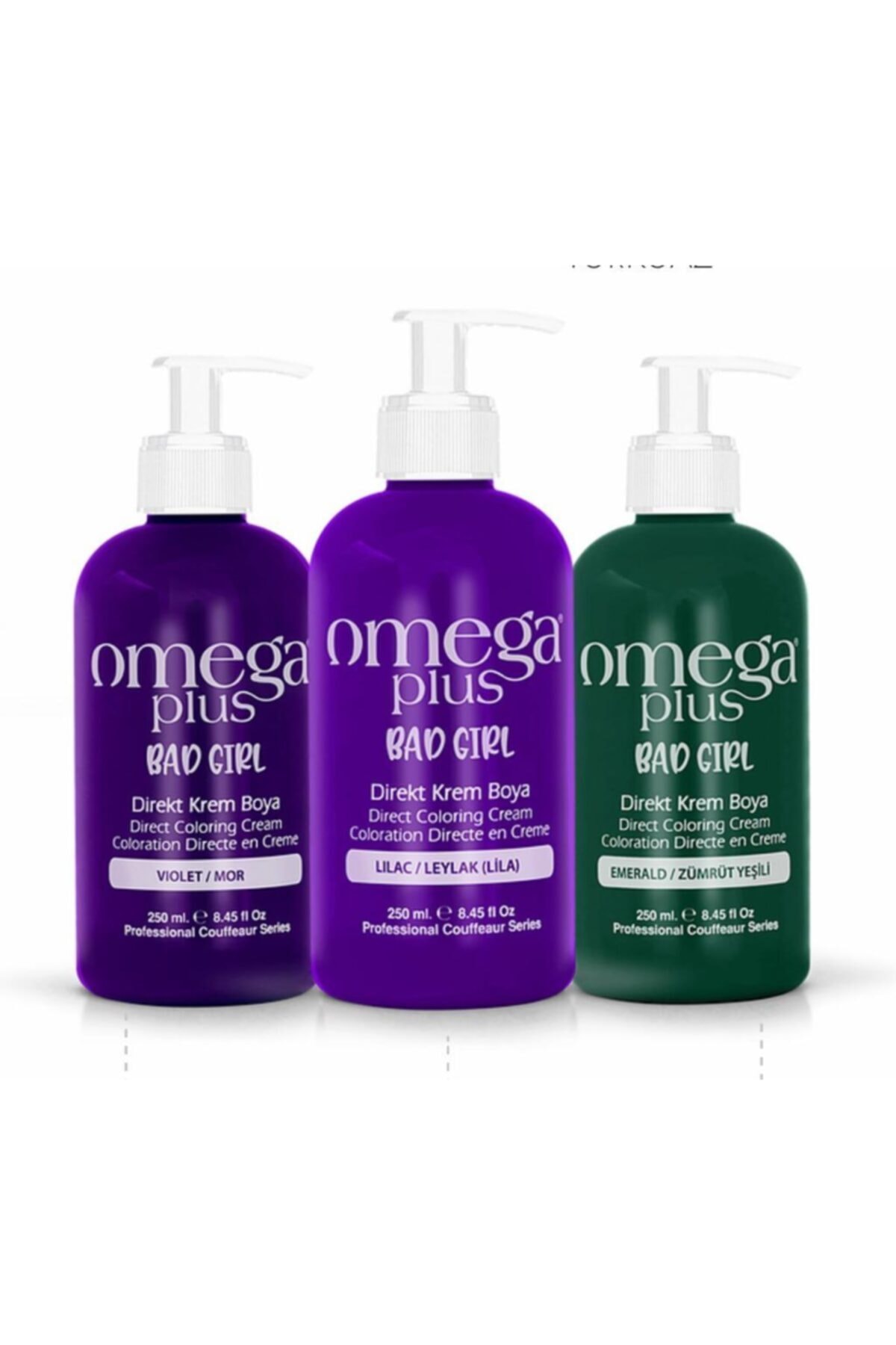 Omega Plus Bad Girl LİLA+VİOLET+ZÜMRÜT YEŞİLİ Amonyaksız Renkli Saç Boyası Seti