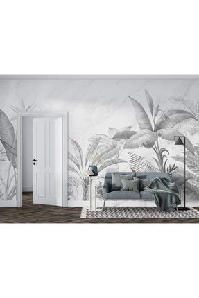 Siyah Beyaz Tropikal Ağaçlar Ve Yapraklar Duvar Posteri flamingo-270