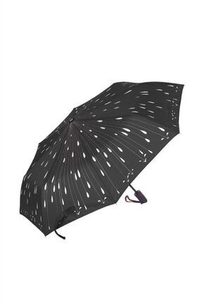Ds8836 Full Otomatik Yağmur Desenli Siyah Kadın Şemsiye 2483684
