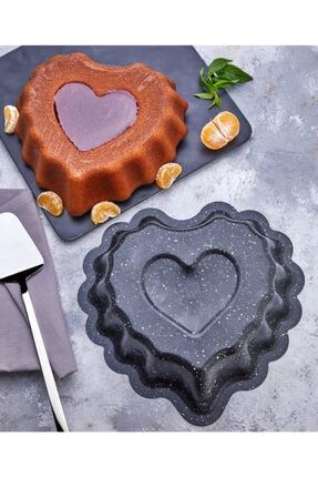 Lovetta Kalp Desenli Döküm Granit Kek Kalıbı Yapışmaz Yanmaz 26cm BRS-28122186